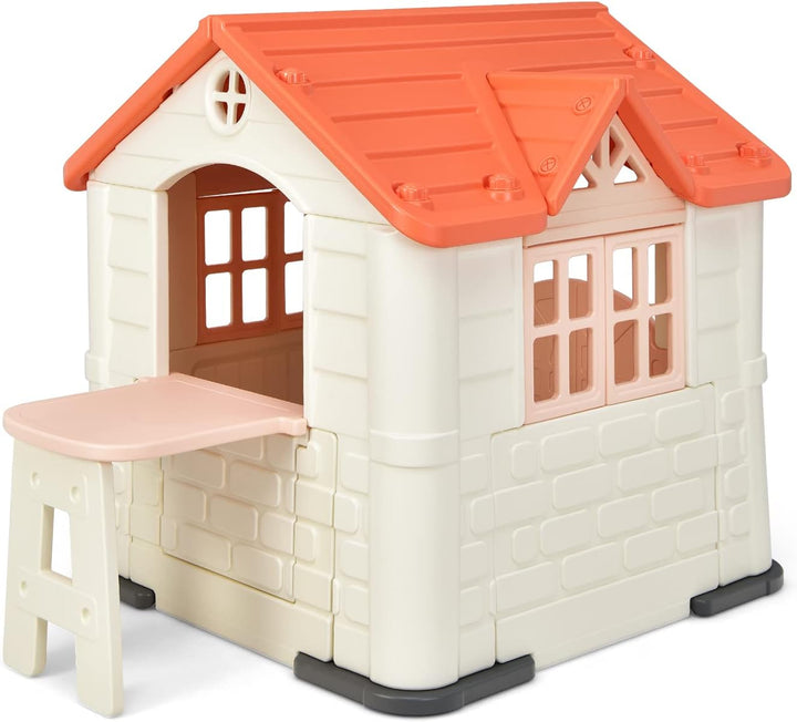 DREAMADE 164x124x132cm Spielhaus Kinder für drinnen und draussen, Kinderspielhaus mit Fenstern & Tür