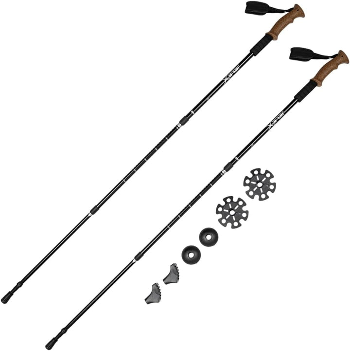 JELEX Nature Teleskop Walking Stöcke für Nordic Walking verstellbar, inkl. diverser Aufsätze für Out