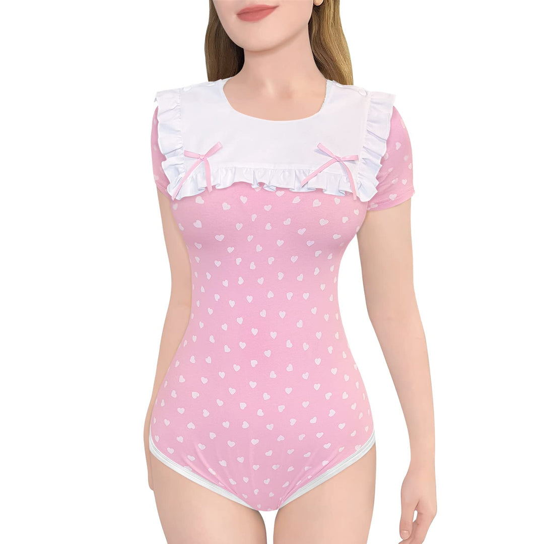 LittleForBig Baumwolle Strampler Onesie Pyjamas Bodysuit - Precious geraffte Schleife Lätzchen Stram