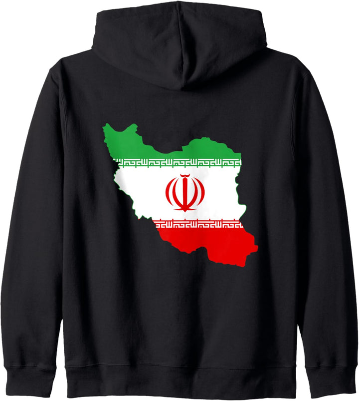 Umriss des Landes Iran auf der Flagge Kapuzenjacke