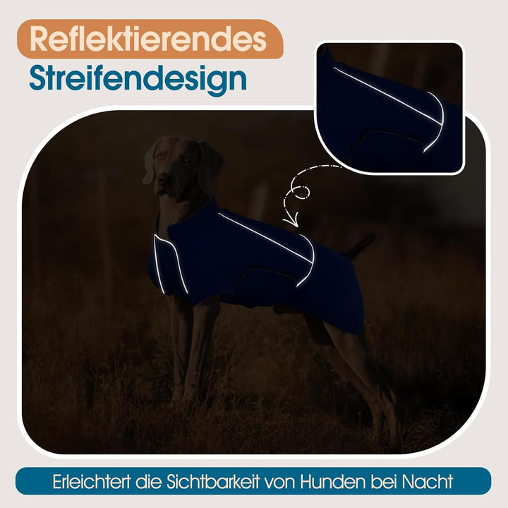 Hundemantel Wasserdicht, Hundejacke Winter, Fleece Hundemantel mit Leinenloch, Reflektierend Streife