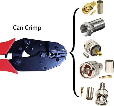 Nikang Crimpzange Set mit 4 Wechselbacken für Koax Stecker, Koaxialkabel Presszange für BNC TNC SMA