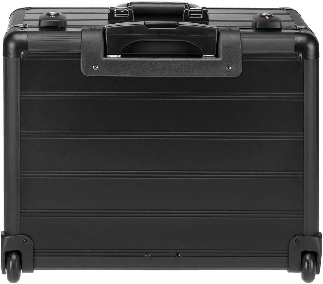 anndora Business Trolley Pilotenkoffer Laptopfach TSA Schlösser Aluminium Oberfläche Schwarz Alumini