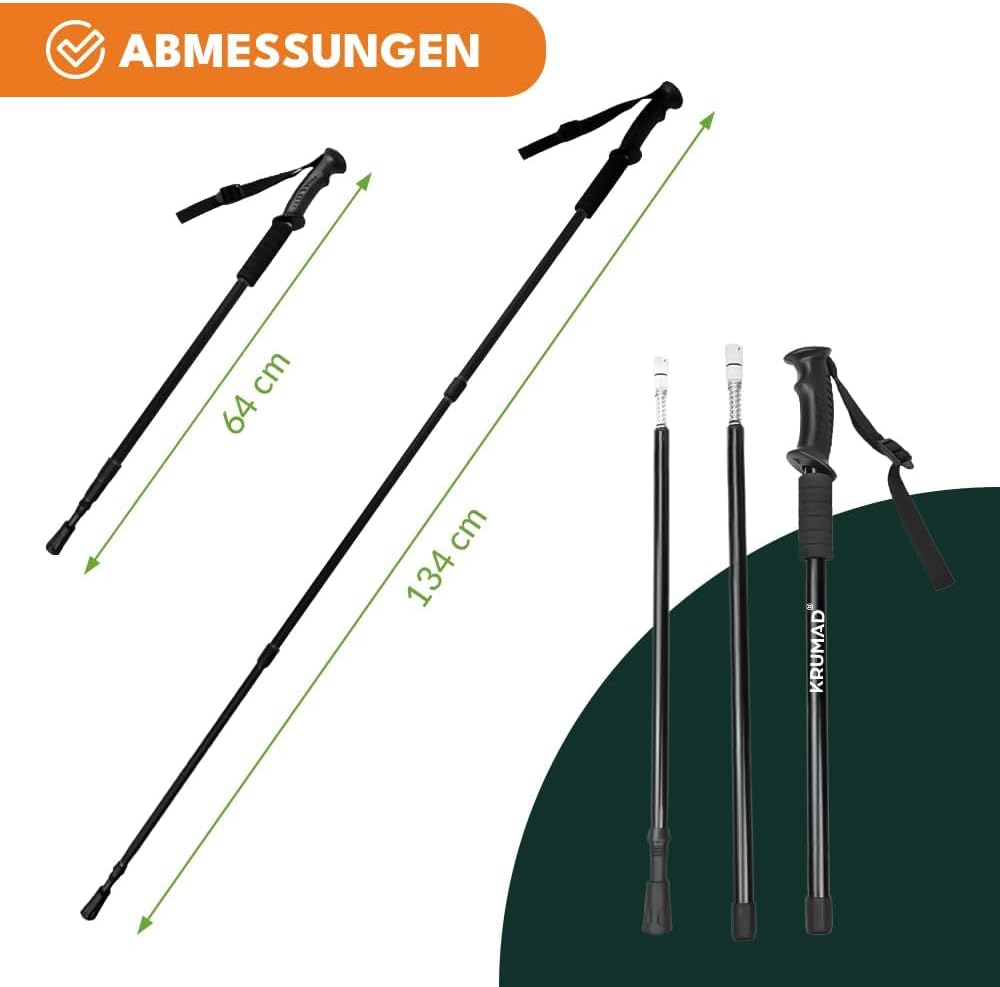 Nordic Walking Stöcke aus Aluminium, Teleskopische Wanderstöcke Verstellbar 64-134 cm, Leichte Walki