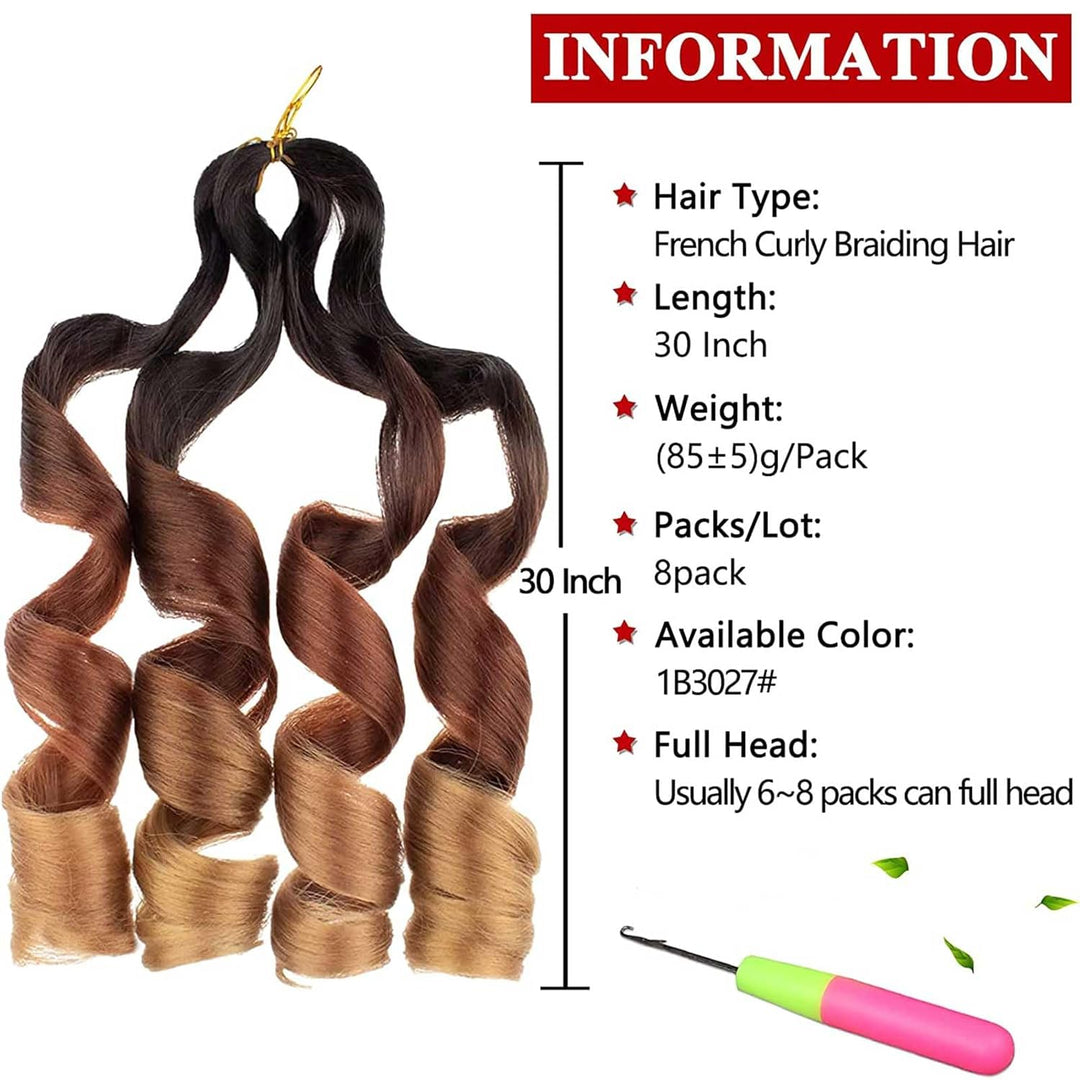 Xtrend 8 Packs 30 Inch Spanish Curly Braids Hair Loose Wavy Braiding Hair Pre Stretched Synthetic Ha
