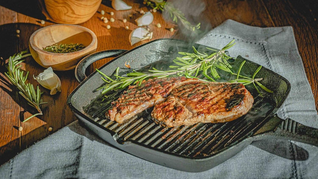 Blackwell Grillpfanne | Gusseisen | 23 x 23 cm | Ohne Antihaftbeschichtung | Alle Herdarten Grillpfa