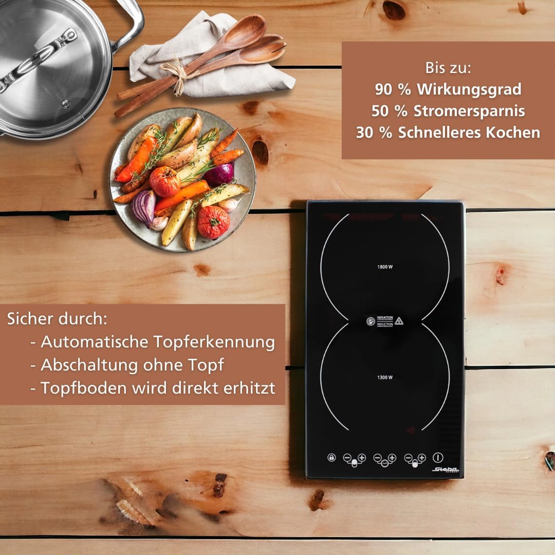 Steba IK 200 Doppel-Induktionskochfeld / 2 Felder / Timer / Einbaufähig, L 51 X B 29 X H 8