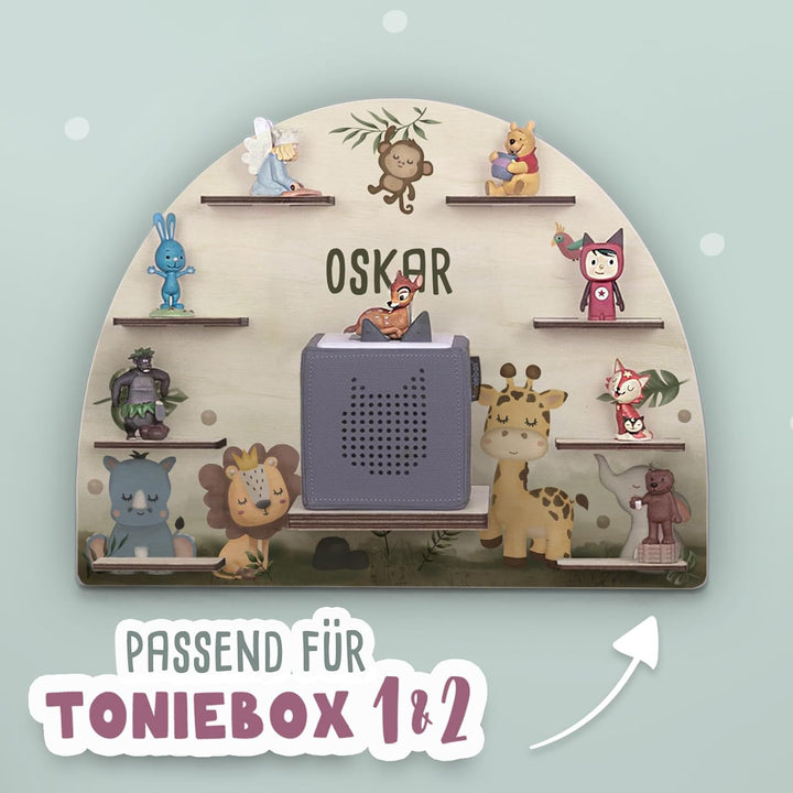 hellomini Personalisiertes Toniebox Regal für Toniebox 1 & Toniebox 2 - Tonie Regal Kinder mit Wunsc