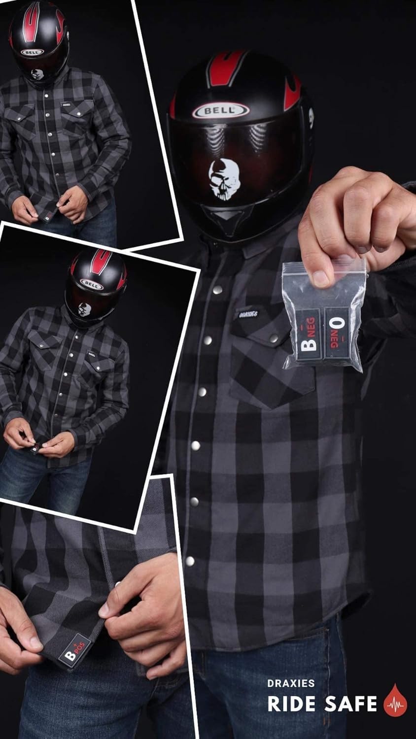 DRAXIES Motorradhemd - Motorradjacke - Offizielles Dupont® Kevlar (Aramid) für Herren mit Protektore