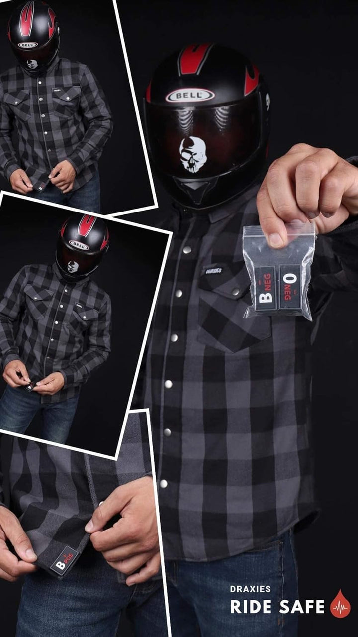 DRAXIES Motorradhemd - Motorradjacke - Offizielles Dupont® Kevlar (Aramid) für Herren mit Protektore