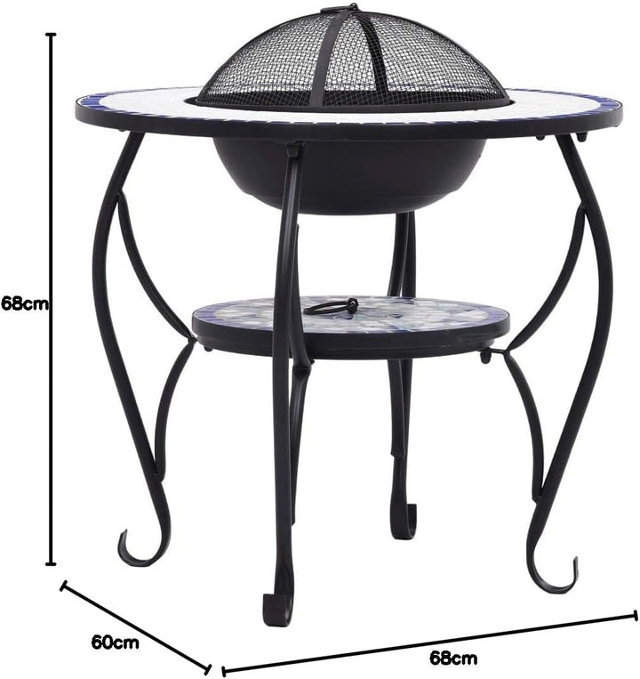 vidaXL Feuerschale Mosaik Feuerstelle Grill Gartenfeuer Feuerkorb Terrassenofen Grillfeuer Garten Te