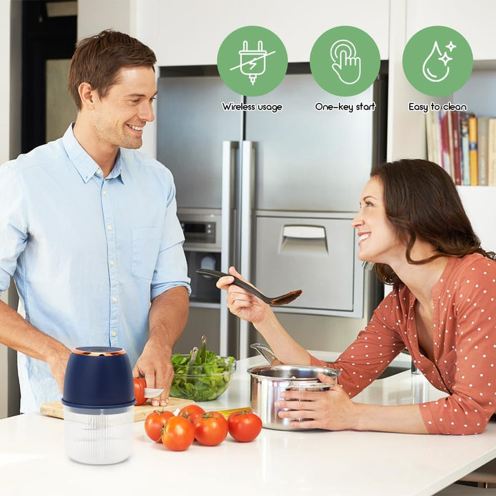 Mini Zerkleinerer Elektrisch, 350 ml Elektrisch Gemüsezerkleinerer Zwiebelschneider, Klein Zwiebel Z
