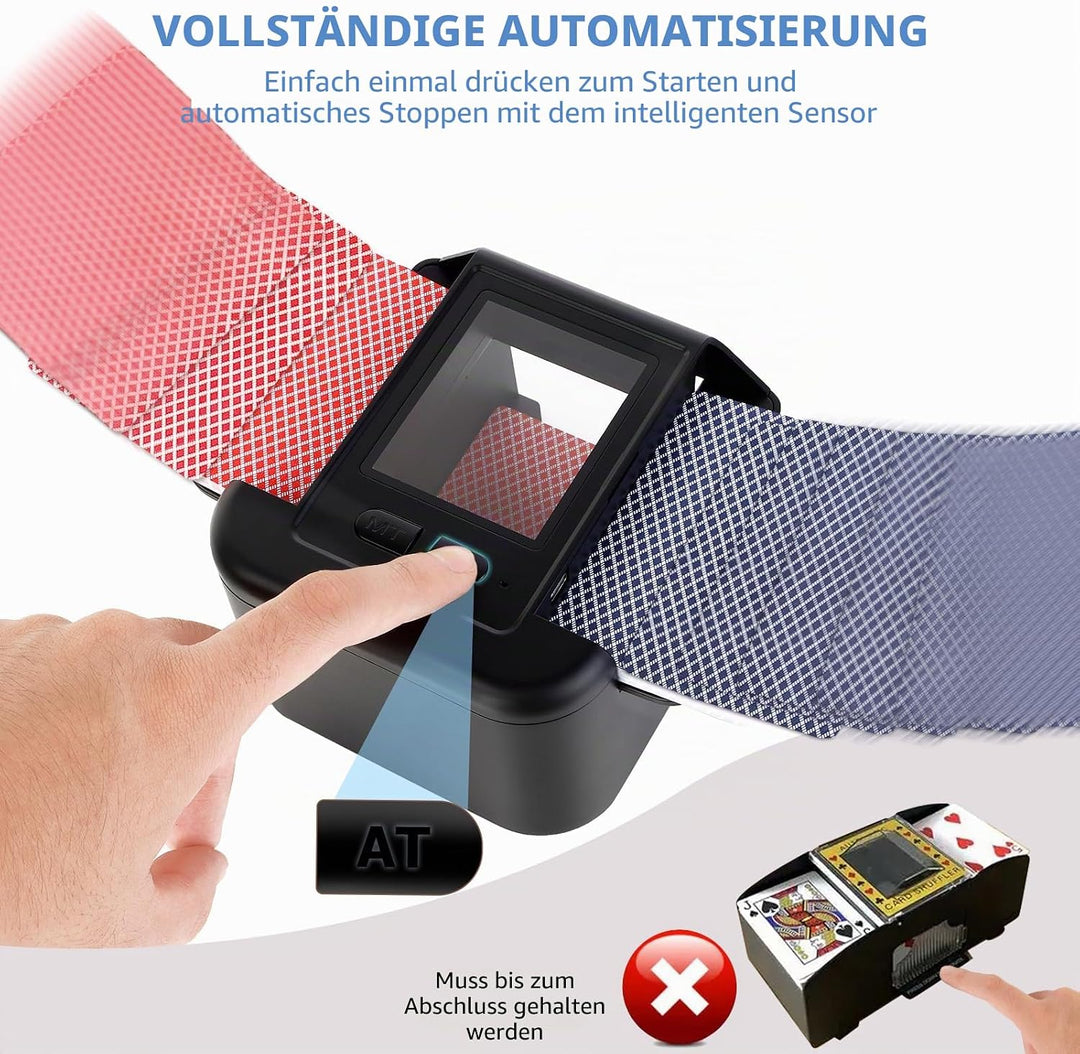 Automatischer Kartenmischer für 1-2 Decks,wiederaufladbarer 2000-mAh-Akku,elektrischer Shuffler für