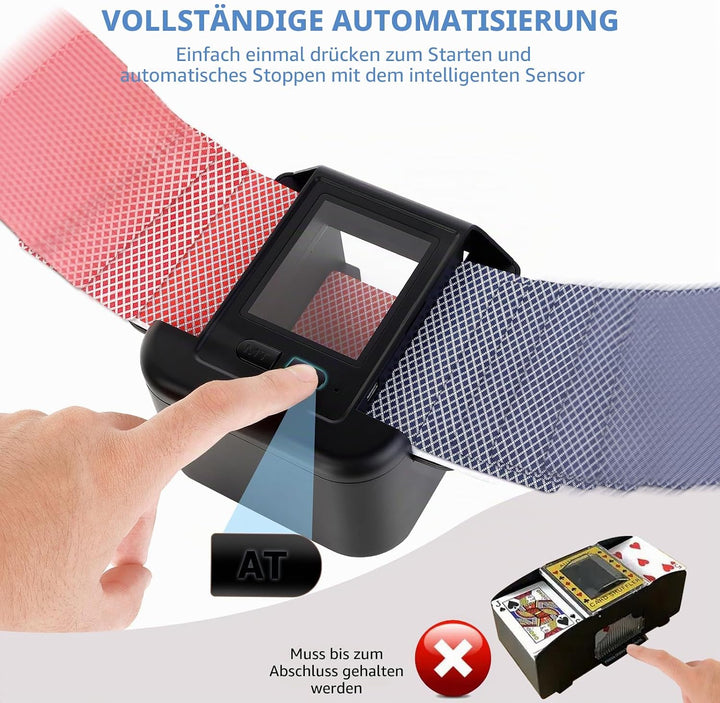 Automatischer Kartenmischer für 1-2 Decks,wiederaufladbarer 2000-mAh-Akku,elektrischer Shuffler für