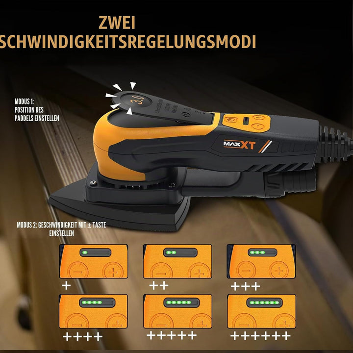 MAXXT Maus-exzenterschleifer mit bürstenlosem Motor, 350W, 3mm Orbit, 4000-10000 U/min, Schleiffläch