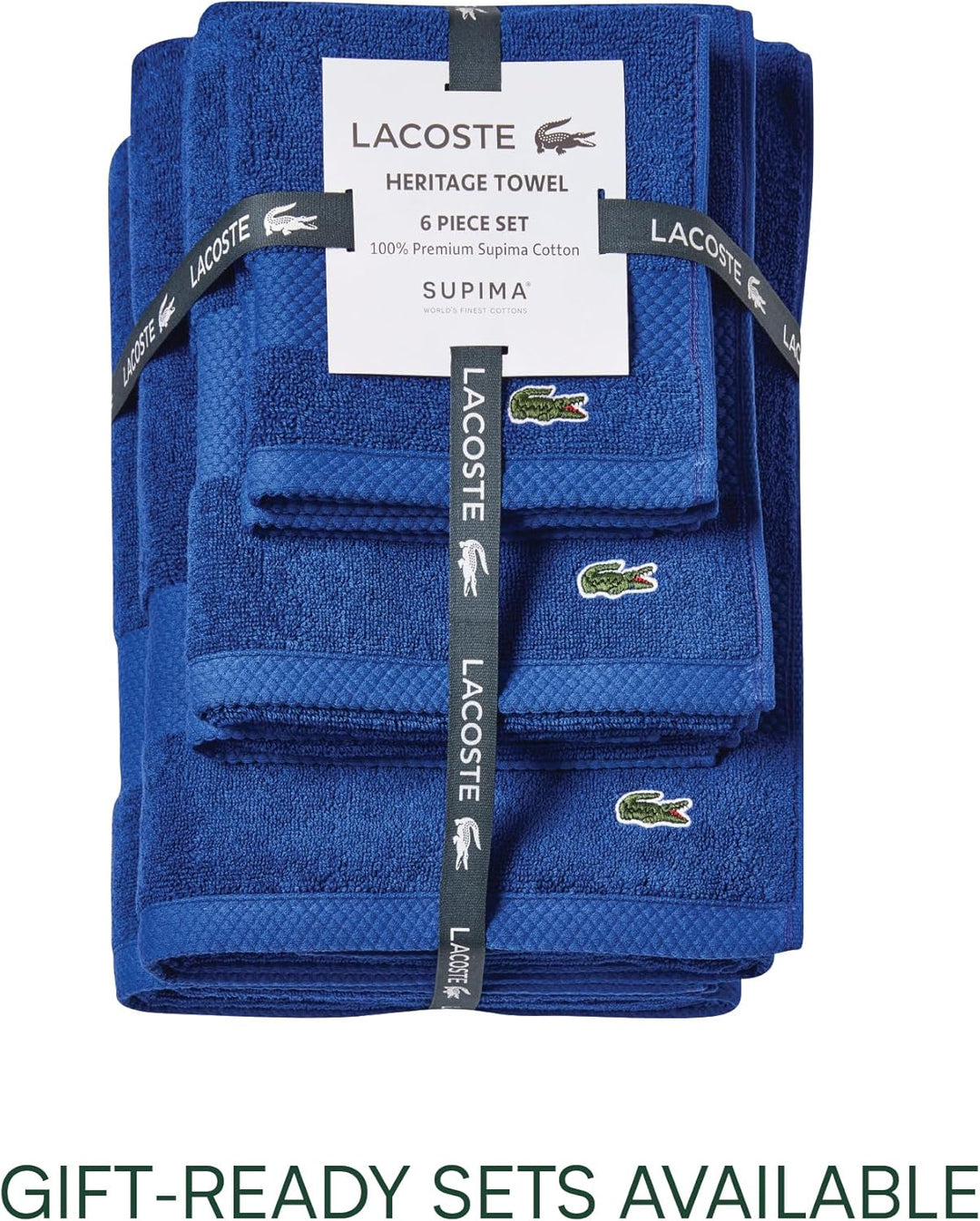 Lacoste Heritage Supima Badetuch, Baumwolle, 88,9 x 177,8 cm, Surf Blue, Blau (Surf Blue)