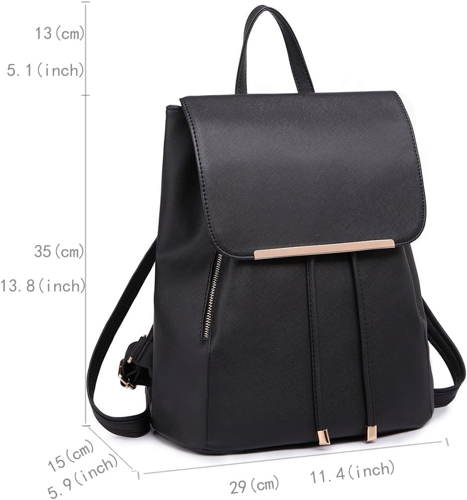 Miss Lulu Rucksack Damen Kunstleder Rucksack Damen Elegant Rolltop Rucksack Damen Tunnelzug-Design C