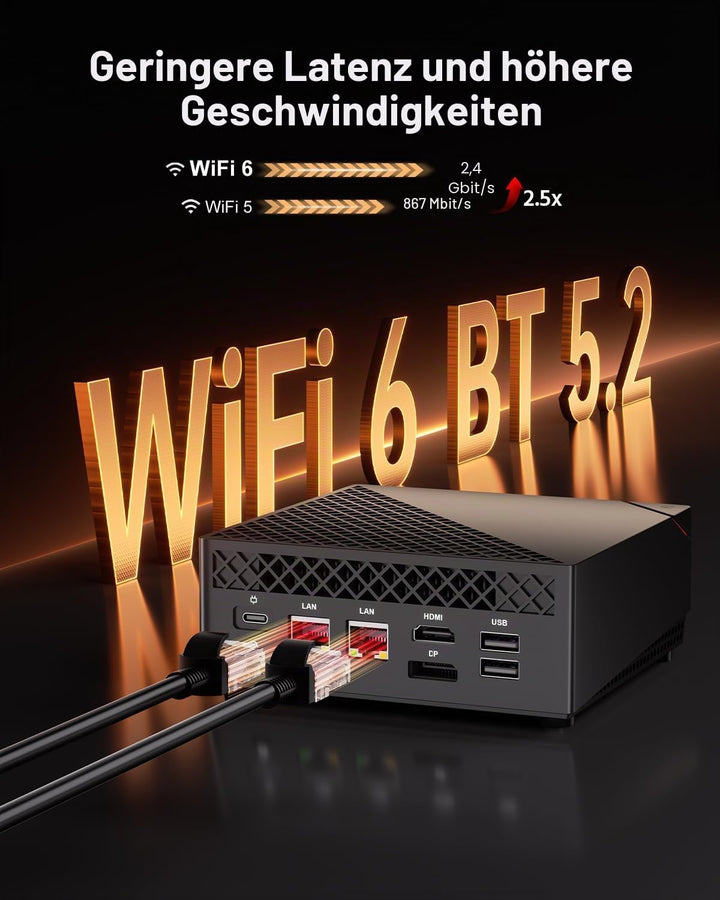 NiPoGi AM06 PRO Mini PC 32GB DDR4 1024GB M.2 SSD, АMD Ryzen 7 5825U(8C/16T, bis zu 4,5 GHz) Mini Des