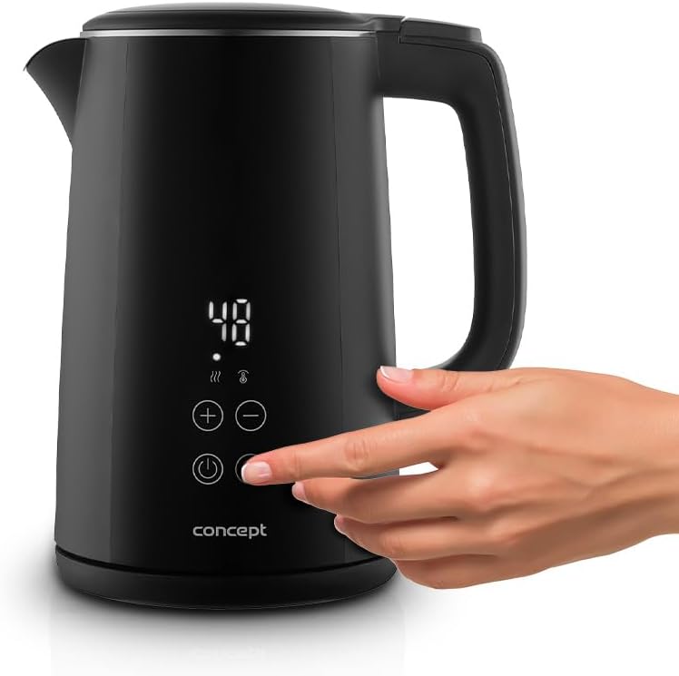 Concept RK3360 Digitaler Edelstahl-Wasserkocher mit Temperaturregelung 1,5 l, Schwarz 1.5 Liter Schw