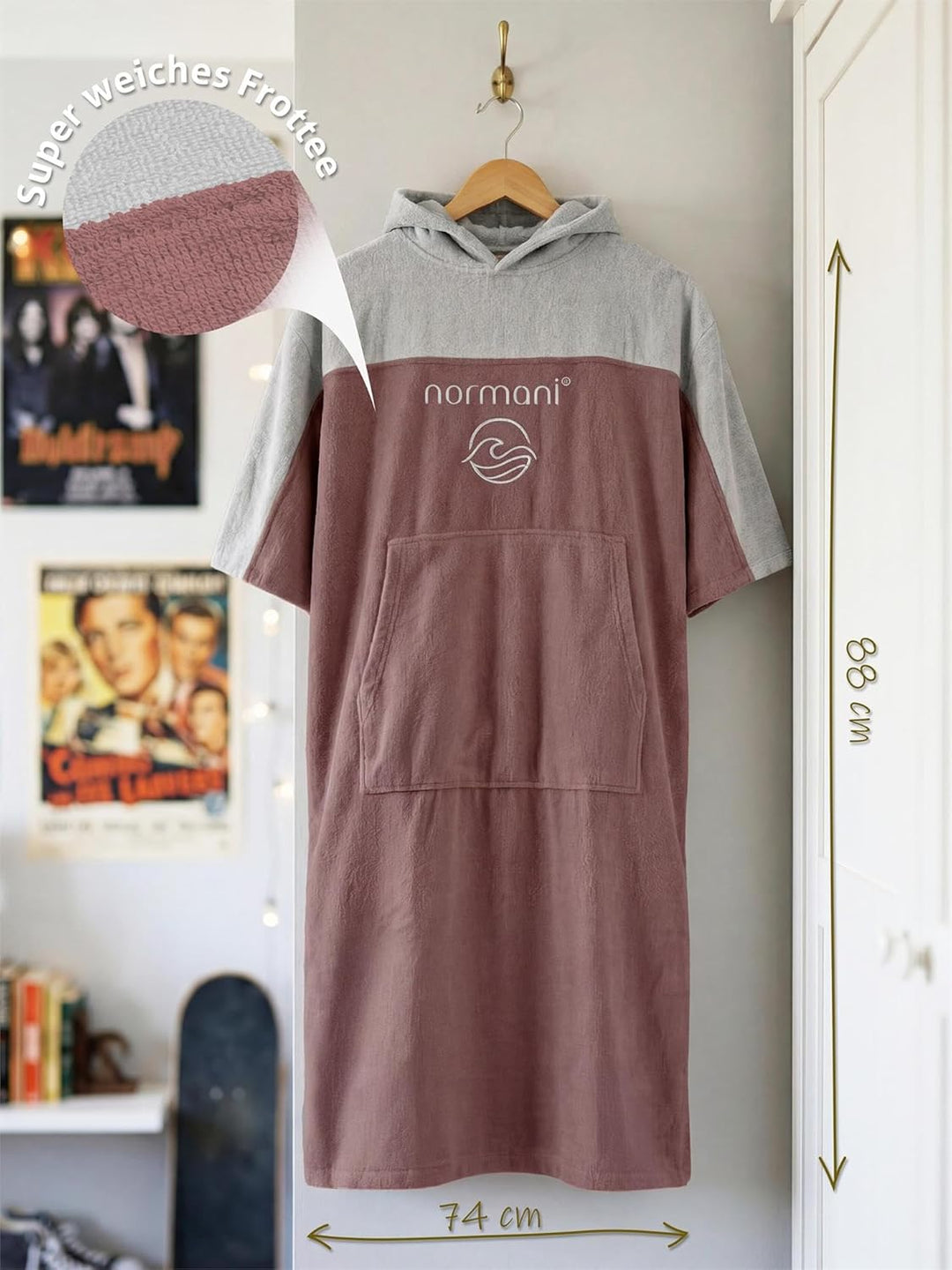 normani Teenager Frottee Badeponcho aus Bio-Baumwolle für Jungen und Mädchen - Strandponcho Surfer P