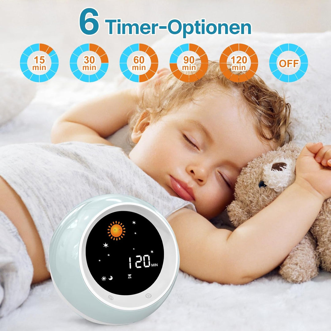 I·Code Wecker Kinder, Kinder Schlaftrainer Kinderwecker mit Nachtlicht, Schlaf Sound Maschine, Schla