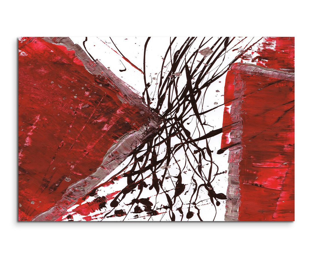 Paul Sinus Art 80x60cm Fotoleinwand Leinwanddruck Kunstdruck Wandbild rot schwarz weiss Striche