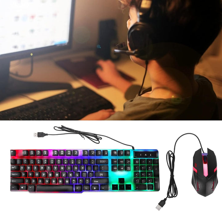 ciciglow Gaming-Tastatur und -Maus-Kombination, Kabelgebundene Hintergrundbeleuchtete Computertastat