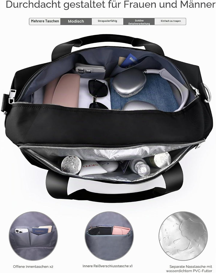 19 Zoll Sporttasche Reisetasche für Damen,wasserdichte Handgepäcktasche,Trainingstasche für Reisen S