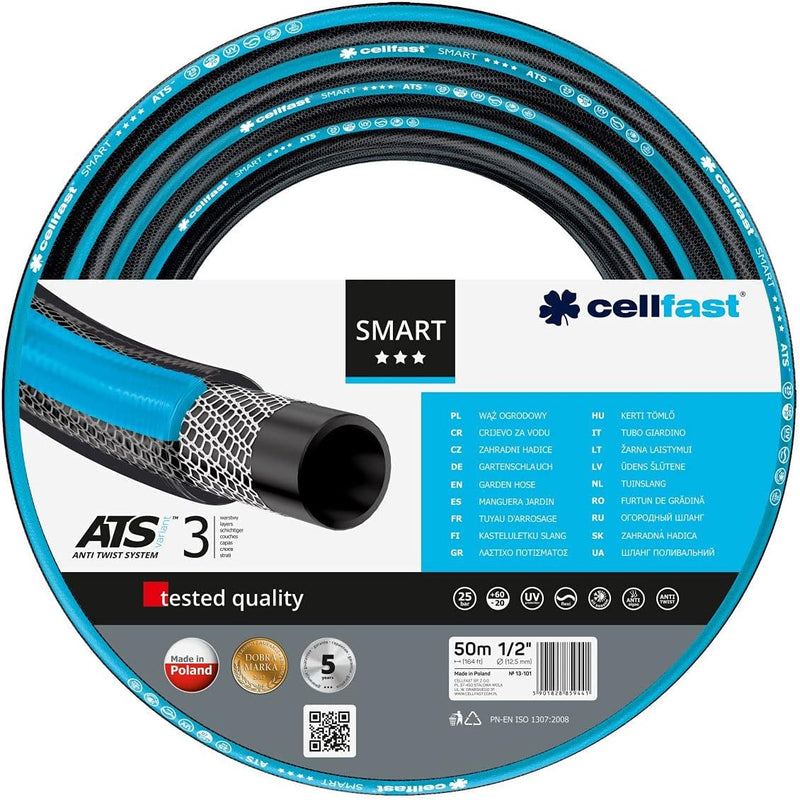 Cellfast Gartenschlauch Smart, 1/2”, 50 m, 13-101, Schwarz-blau Single, Single