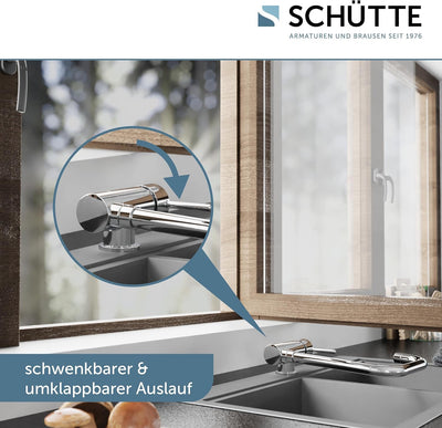 SCHÜTTE 24550 Küchenarmatur WINDOW, Wasserhahn Unterfenster, Spültischarmatur Vorfenster, Wasserhahn