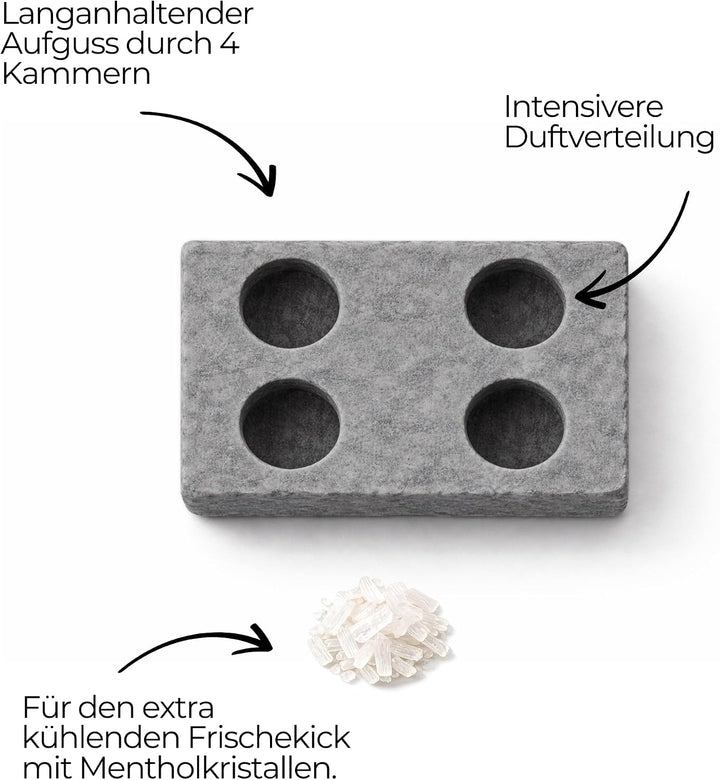 Saunastein Speckstein mit 4 Bohrungen | Handgefertigter Dampfstein für Sauna | Für langanhaltenden A