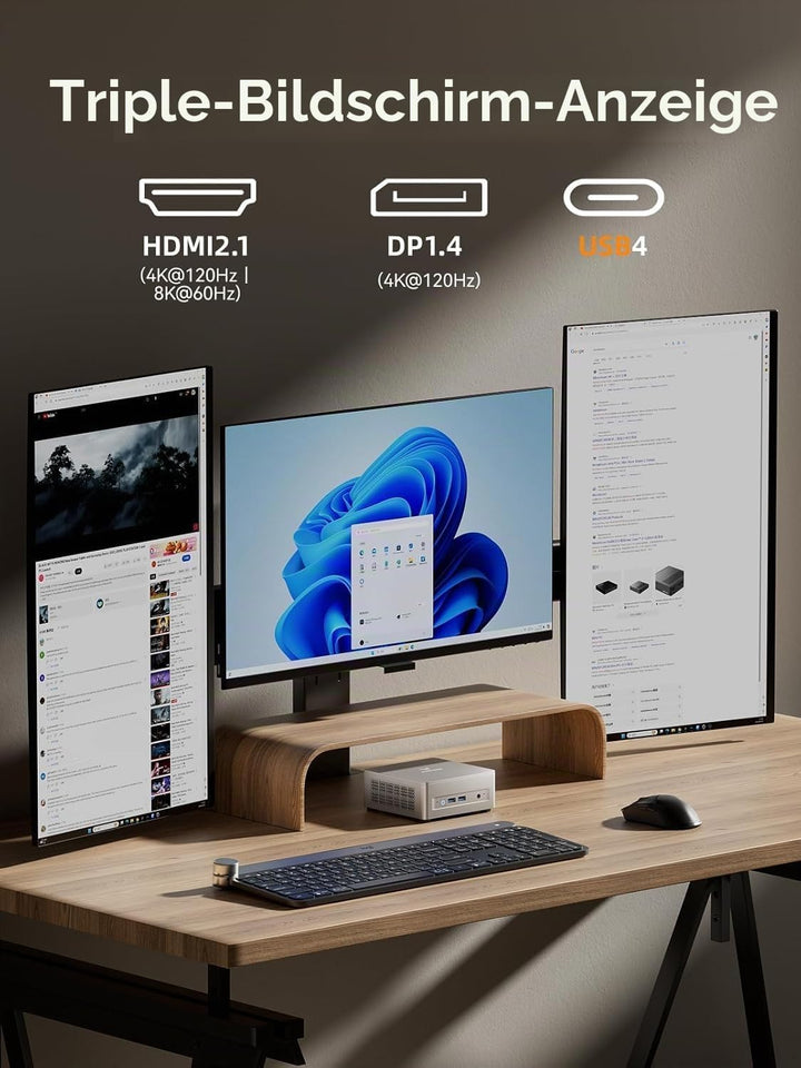 MINIS FORUM UM750L Slim Mini PC, AMD Ryzen 5 7545U Mini Computer (6C/12T, bis zu 4,9 GHz), 16 GB LPD