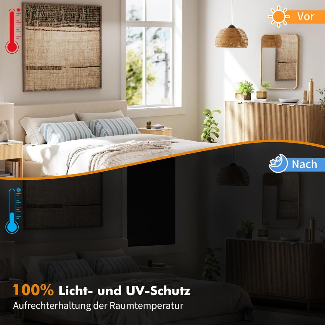 Teamkio Fenster Verdunklungsstoff, 1mx1.45m Dachfenster Verdunkelung Sonnenschutz, für Fenster und V