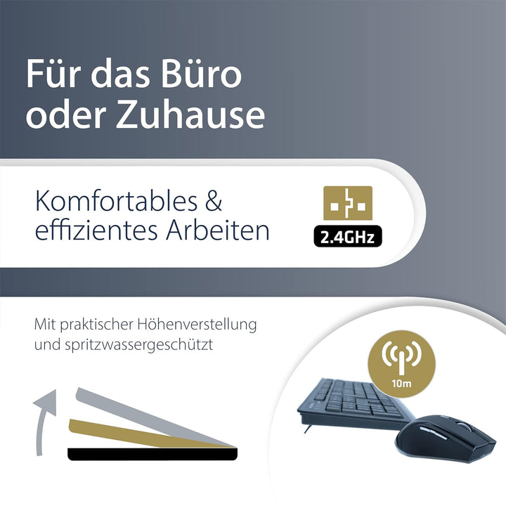 MediaRange kabelloses Funk-Tastatur und 5 Tasten Funk-Maus Set, QWERTY (englisch/UK) Layout, PC Tast