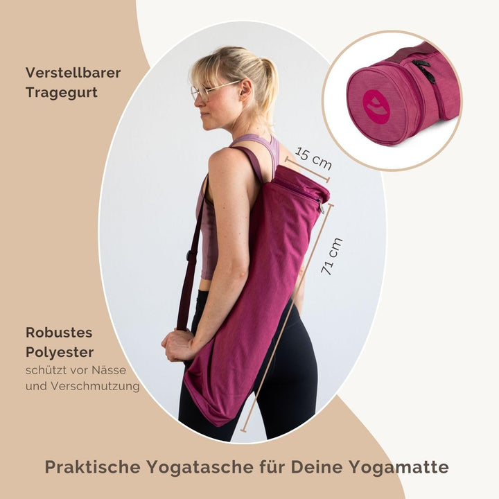 Bodhi Yogatasche ASANA Bag | Spritzwasserfeste Sporttasche | Aussentaschen für extra Platz | Polyest