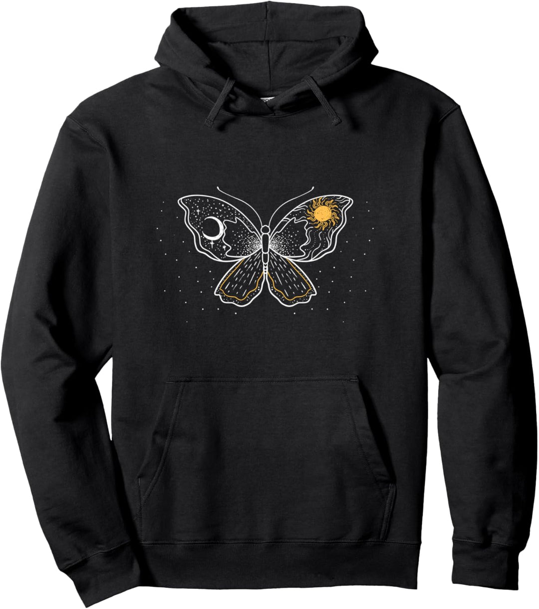 Sun Moon Butterfly Cute Lunar Outer Space Stargazer Gift Pullover Hoodie