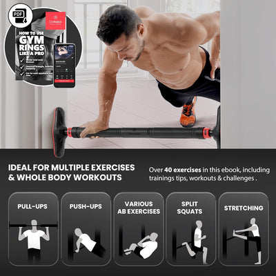 BeMaxx Klimmzugstange für Türrahmen ohne Schrauben/Bohren + Trainings-eBook - Profi Türreck Pull Up