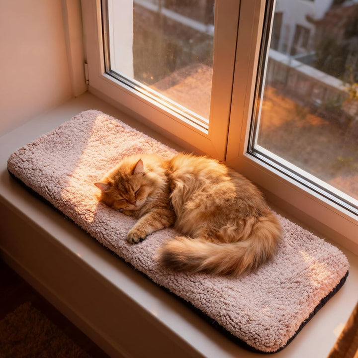Pet Prime Katzen Fensterliege – Katzenbett Flauschig Fensterbank Liegeplatz mit Rutschfester Unterse