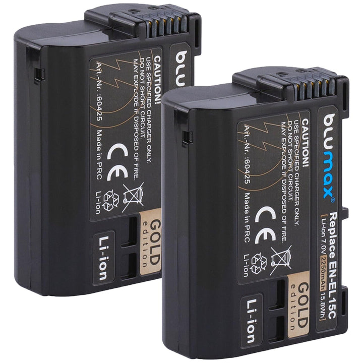 Blumax 2X EN-EL15c Gold Akku 2250mAh kompatibel mit Nikon Z5 Z6 II Z7 II 2x Akku (2250mAh), 2x Akku