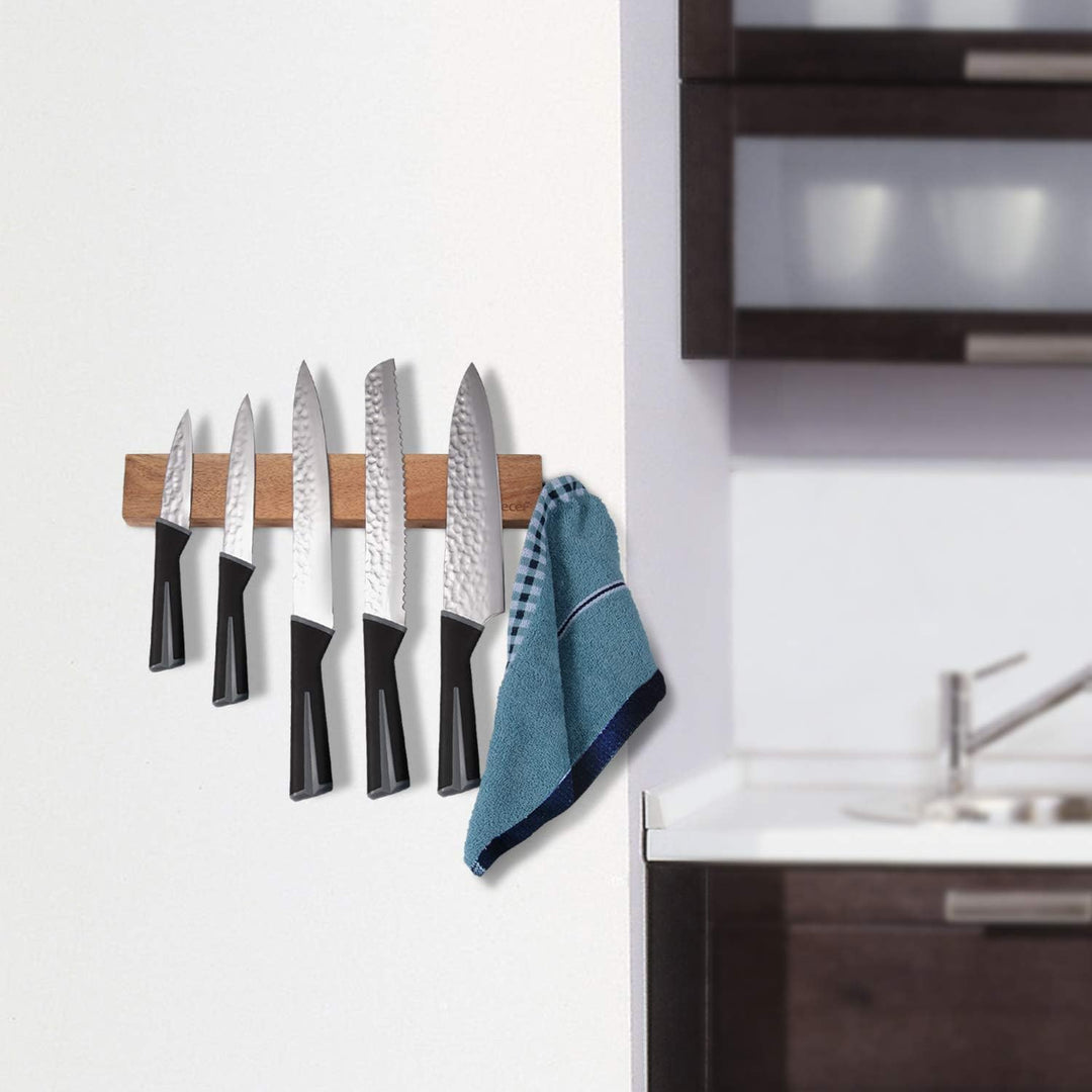 hecef 6 Zoll Magnetikwerkzeughalter, Akazienholzmagnetikmesserbar, Küchenwerkzeug speichern, verschi