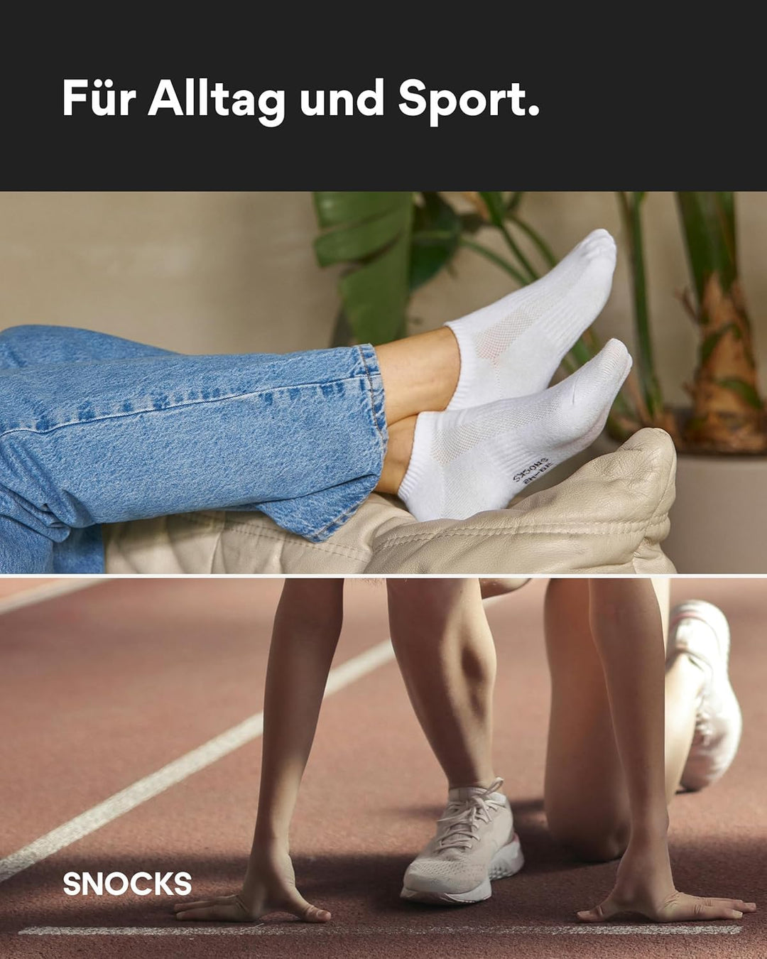 Snocks Sneaker Socken Herren &amp; Damen 6er Set Gr. 35-50 Kurze Socken Baumwolle 2x Schwarz + 2x Weiss