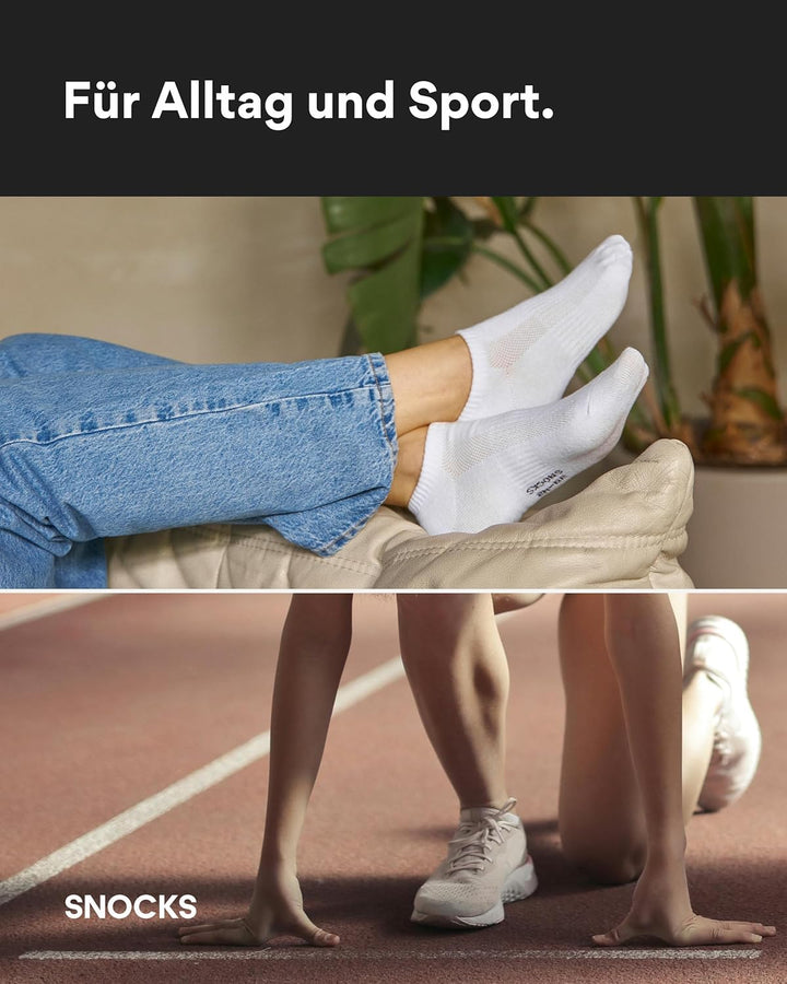 Snocks Sneaker Socken Herren &amp; Damen 6er Set Gr. 35-50 Kurze Socken Baumwolle 2x Schwarz + 2x Weiss