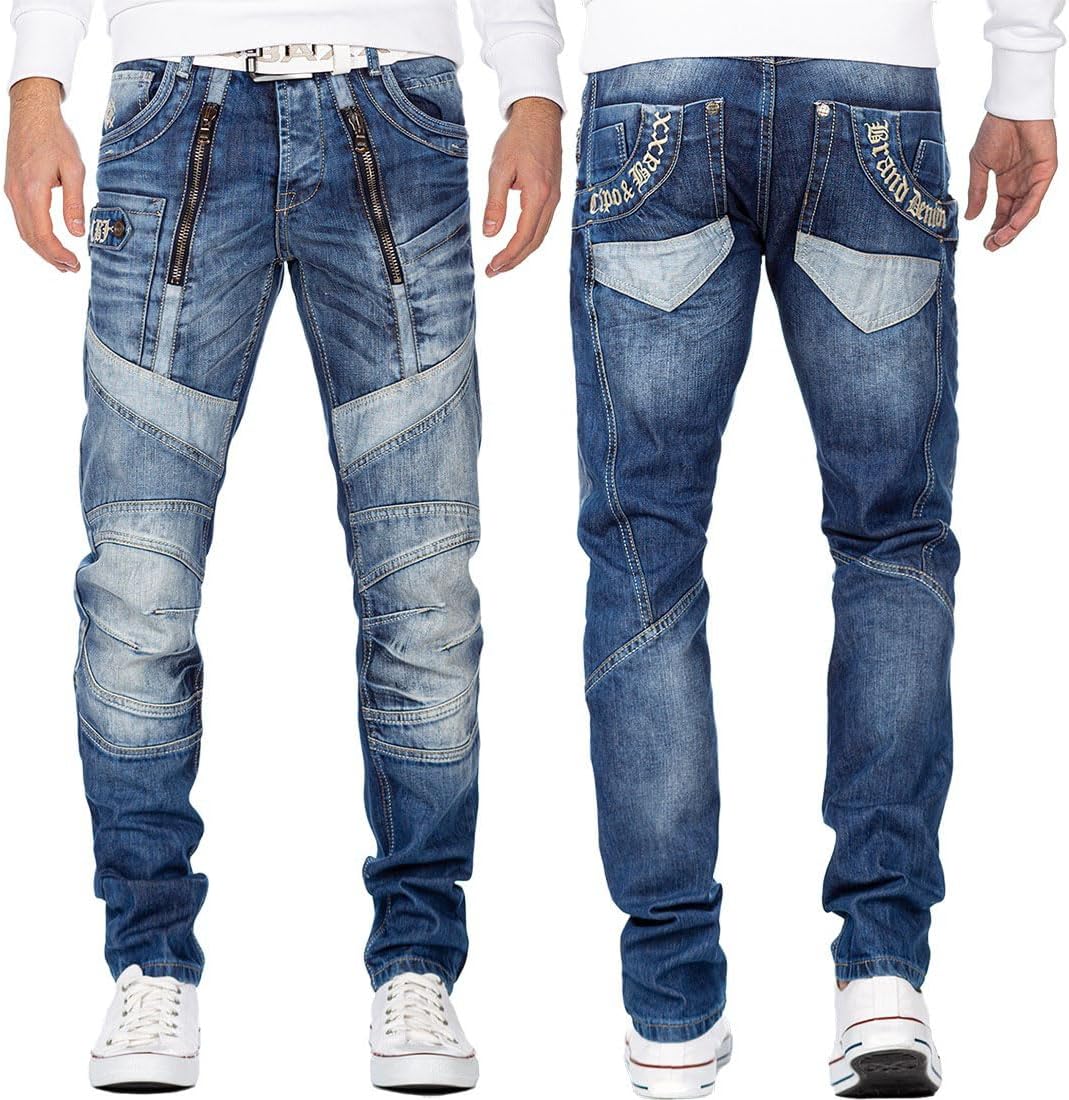 Cipo & Baxx Herren Jeans Hosen Besondere Designs Extravagant 29W / 32L Blau - 80, 29W / 32L Blau - 8