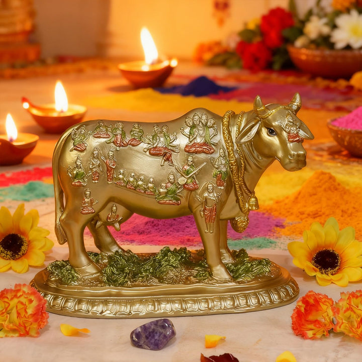 BangBangDa Hindu-Gott Nandi-Kuh-Statue – Hinduismus, Diwali, Geschenk, Dekoration, Skulptur – Indisc