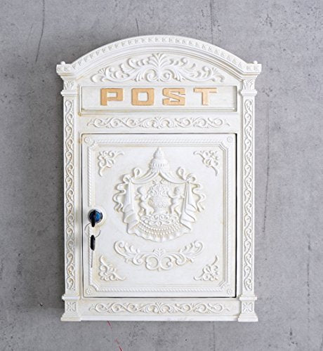 Historischer Wandbriefkasten Briefkasten Metall weiss Gründerzeit Postkasten neu LTA313 Palazzo Exkl