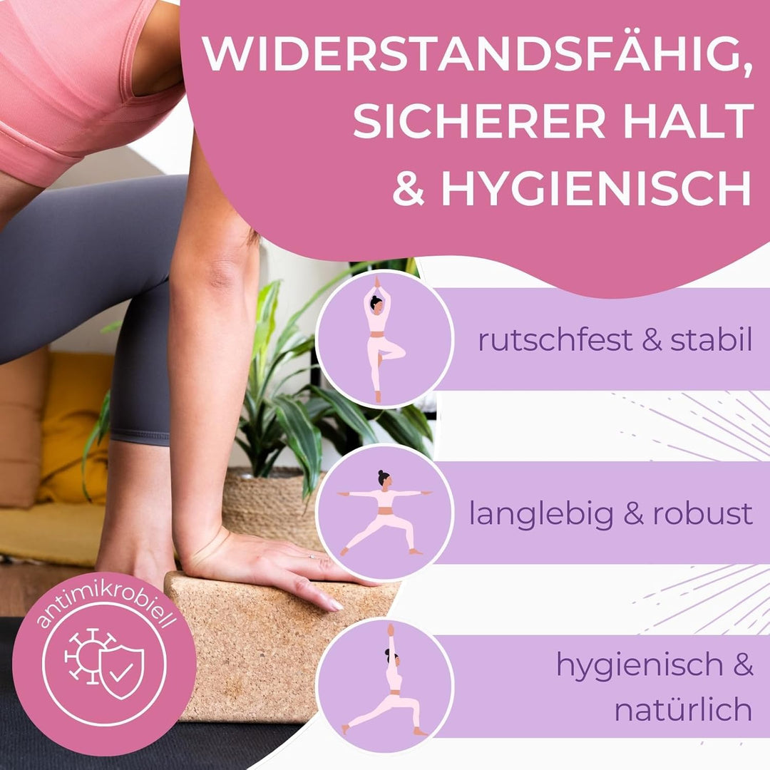 EMMAfit Kork Yoga Block Klassik I hochwertiger Yogablock aus Kork für Yoga-Übungen I hygienisch & um