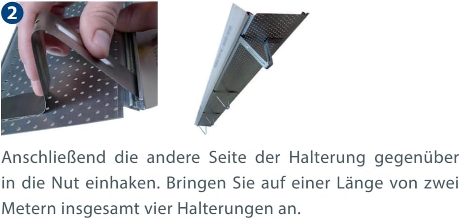 Zambelli Gutter Stark Laubschutzgitter 2 m lang Dachrinnenschutz inkl. Halter (333/2000), 333/2000