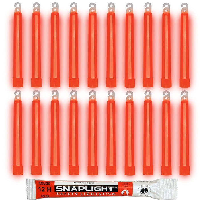 Cyalume SnapLight Knicklichter in Rot (20-er Pack) - 15 cm Glow Sticks mit Haken am Ende - ultra hel