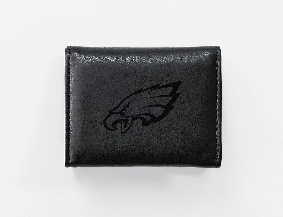 Rico Industries NFL Geldbörse mit Lasergravur, dreifach faltbar, Schwarz Philadelphia Eagles, Philad