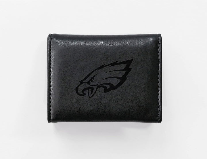 Rico Industries NFL Geldbörse mit Lasergravur, dreifach faltbar, Schwarz Philadelphia Eagles, Philad